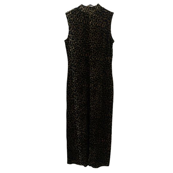 VTG Y2K Size S Midi Dress Rendezvous Cheetah Leopard Fuzzy Sleeveless Mock Neck - Picture 6 of 6